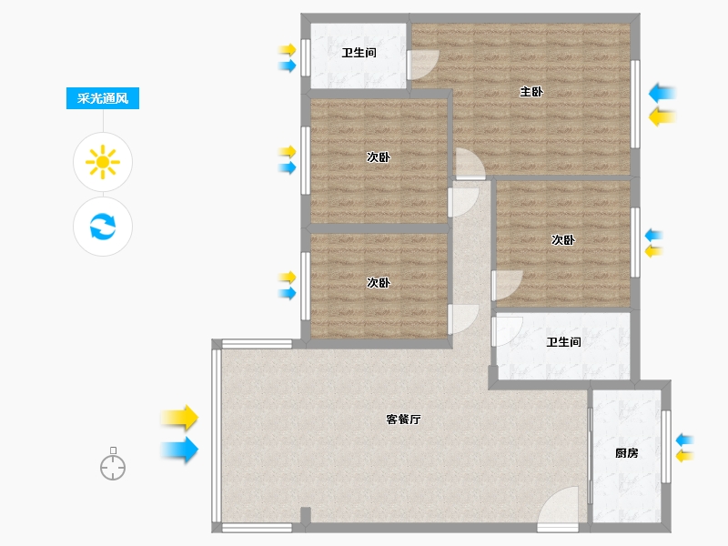 贵州省-安顺市-清馨雅园-120.00-户型库-采光通风