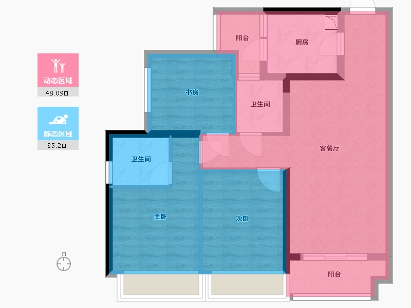 重庆-重庆市-中央公园-73.32-户型库-动静分区