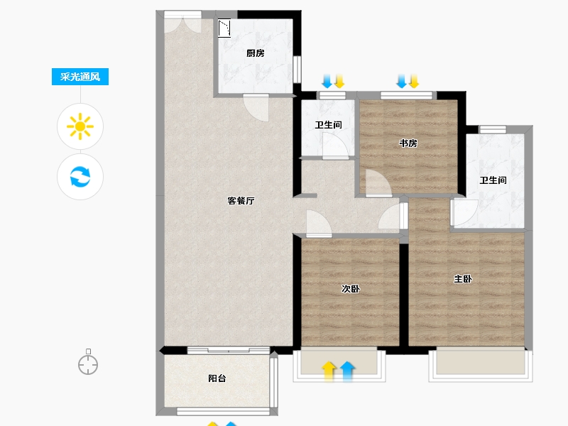 河南省-郑州市-华润悦玺-91.25-户型库-采光通风