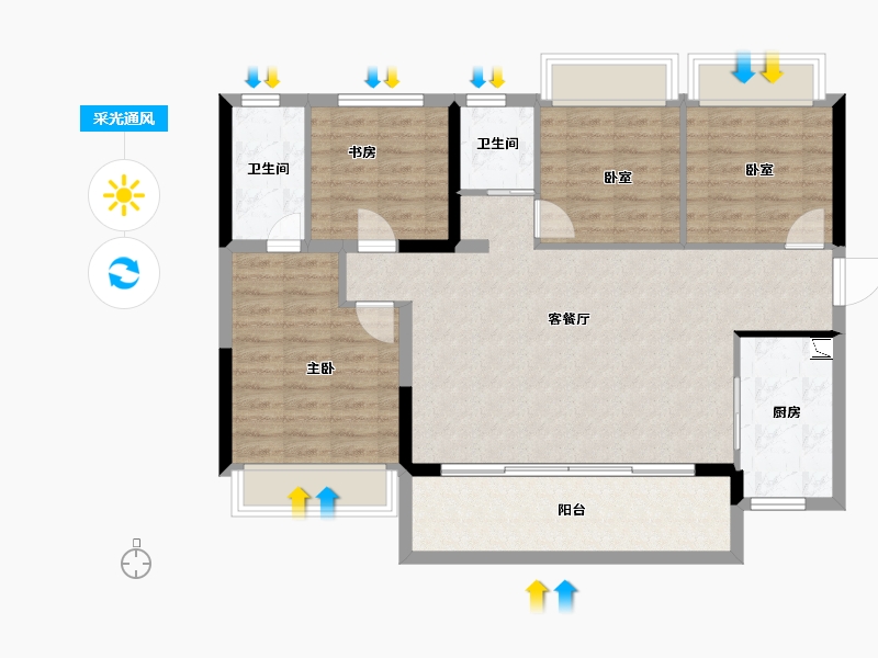 四川省-成都市-碧桂园锦樾府-99.24-户型库-采光通风