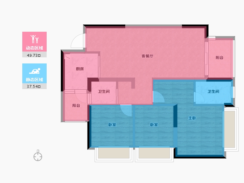 四川省-成都市-碧桂园锦樾府-77.46-户型库-动静分区