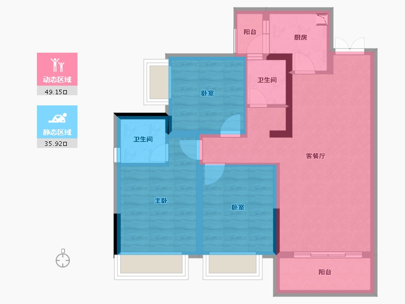 四川省-成都市-万景蓉元-74.96-户型库-动静分区