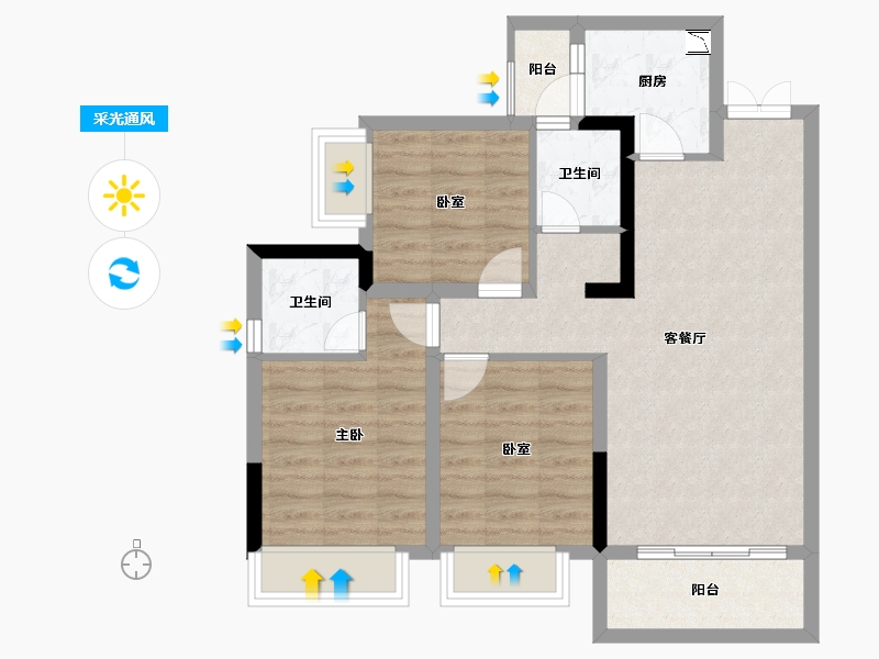 四川省-成都市-万景蓉元-74.96-户型库-采光通风