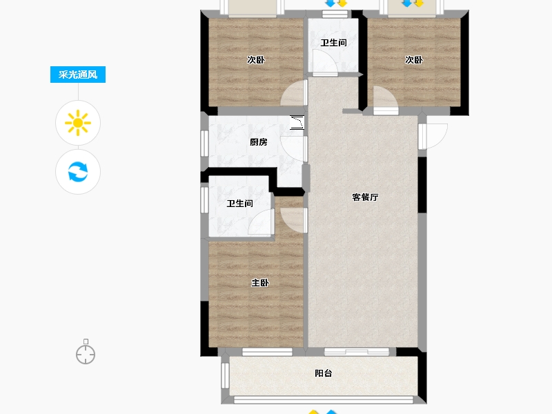 湖北省-荆门市-中建壹品�Z苑-73.20-户型库-采光通风