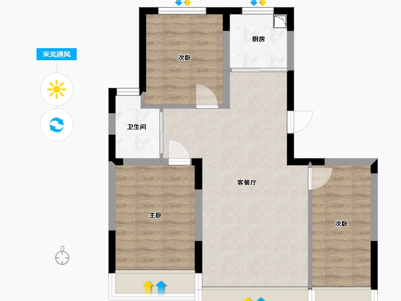 吉林省-长春市-良品柏宏爱琴湾-65.09-户型库-采光通风