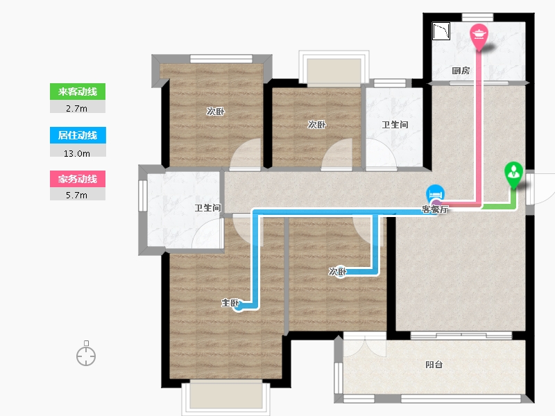 福建省-泉州市-中南漫悦湾-93.90-户型库-动静线