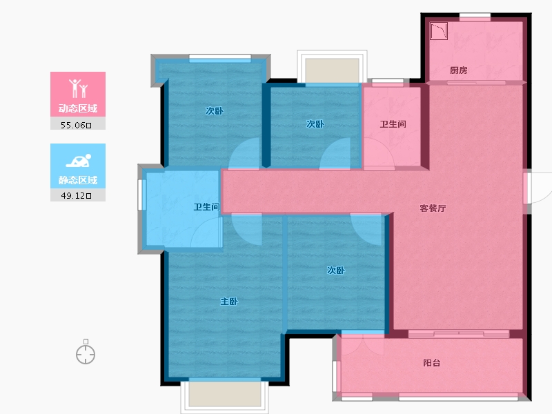 福建省-泉州市-中南漫悦湾-93.90-户型库-动静分区