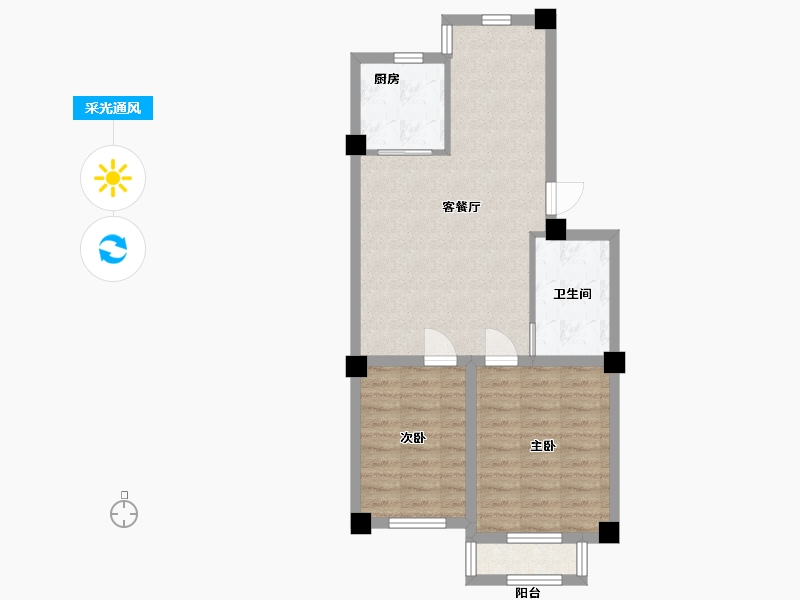 山东省-威海市-裕荣华府-62.40-户型库-采光通风