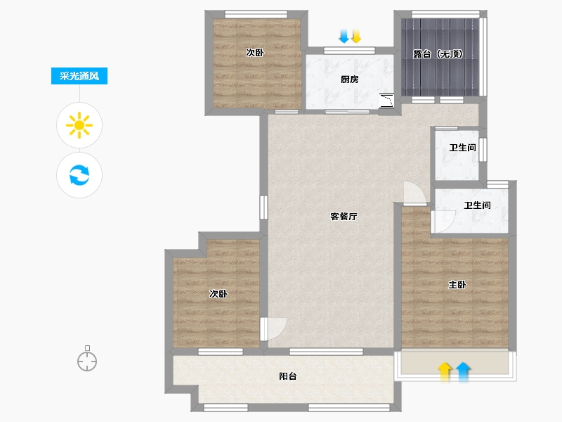 山东省-威海市-云星公园华府-97.60-户型库-采光通风