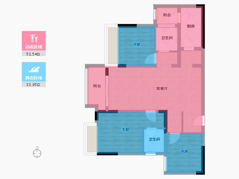 重庆-重庆市-重庆璧山金科黛山悦府-75.11-户型库-动静分区