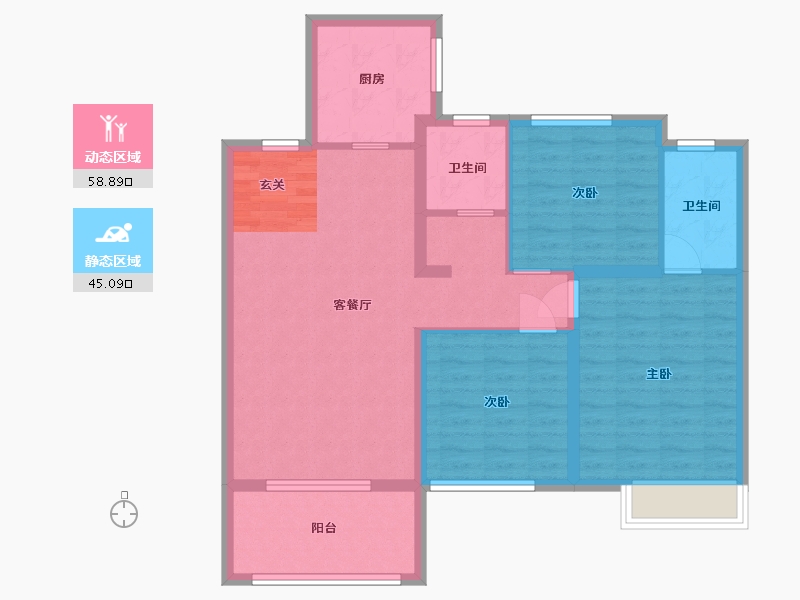 山东省-威海市-云星公园华府-93.60-户型库-动静分区