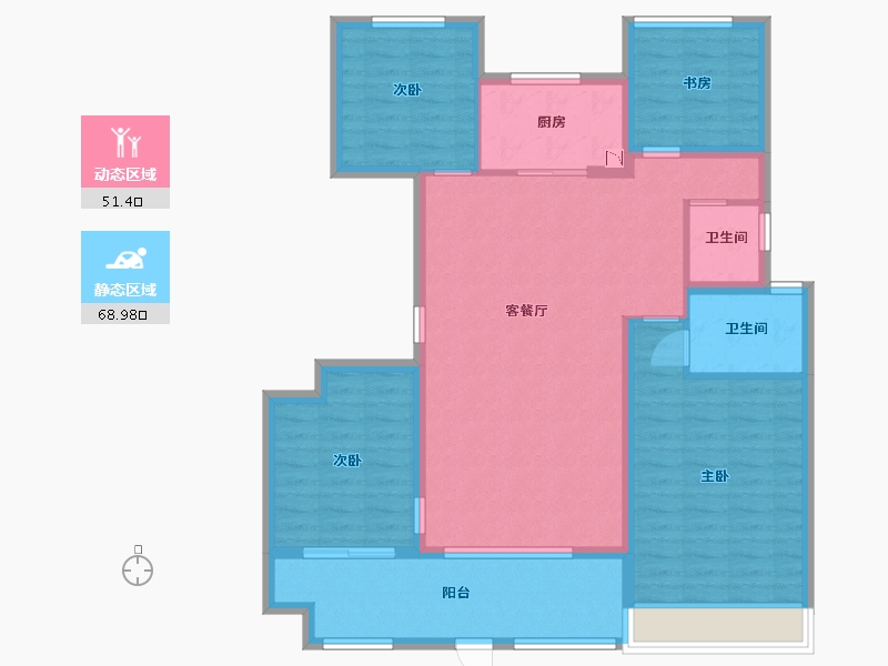 山东省-威海市-云星公园华府-108.66-户型库-动静分区