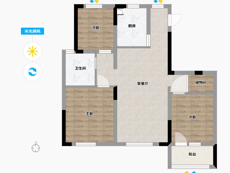 山东省-青岛市-海信红岛府-70.06-户型库-采光通风