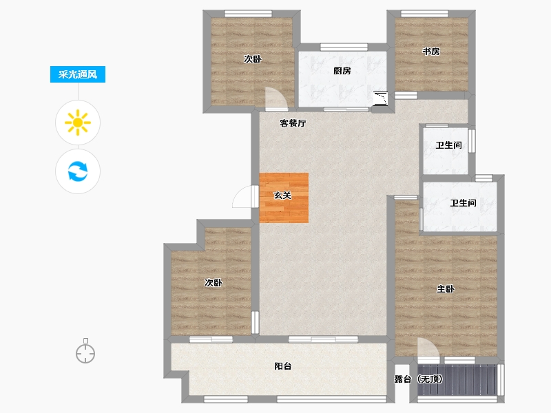 山东省-威海市-云星公园华府-107.20-户型库-采光通风