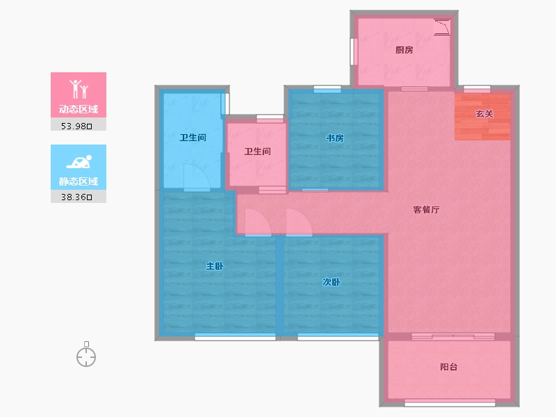 山东省-威海市-云星公园华府-82.40-户型库-动静分区