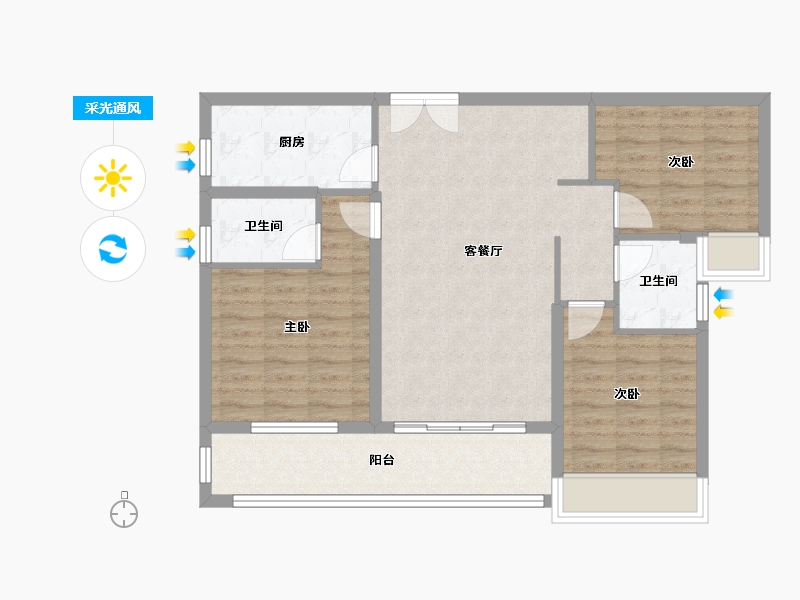 湖北省-黄冈市-公园华府-86.62-户型库-采光通风