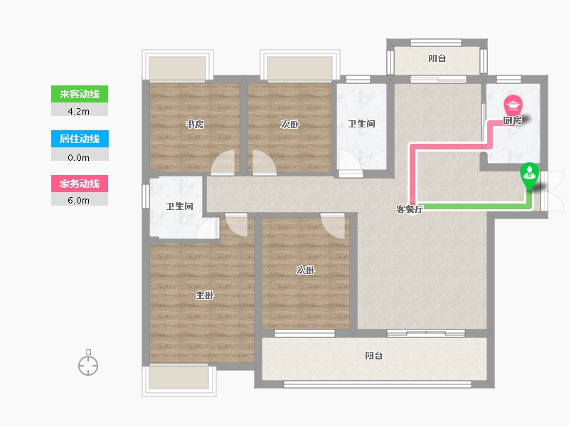 湖北省-黄冈市-公园华府-106.56-户型库-动静线