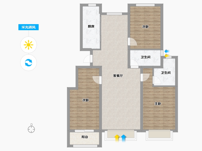 河北省-保定市-苏堤杭城・御境-106.39-户型库-采光通风