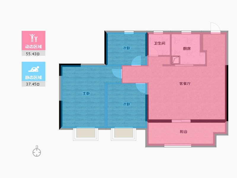 江苏省-常州市-荷樾府-82.58-户型库-动静分区