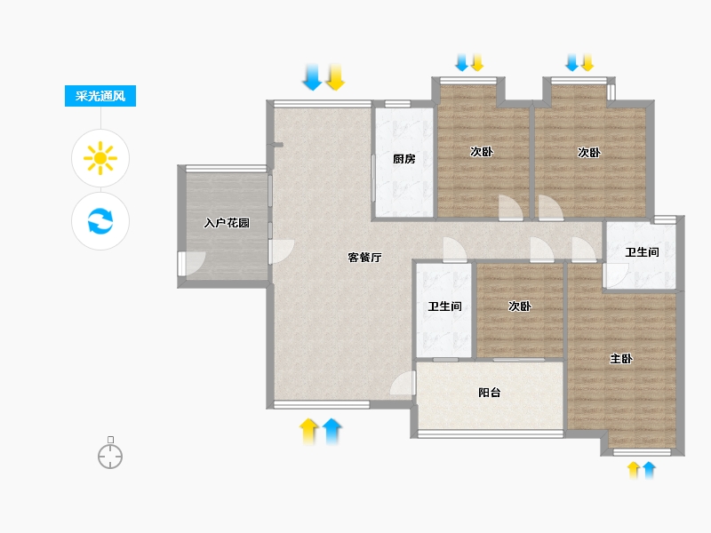 湖南省-长沙市-长房南屏锦源-131.71-户型库-采光通风