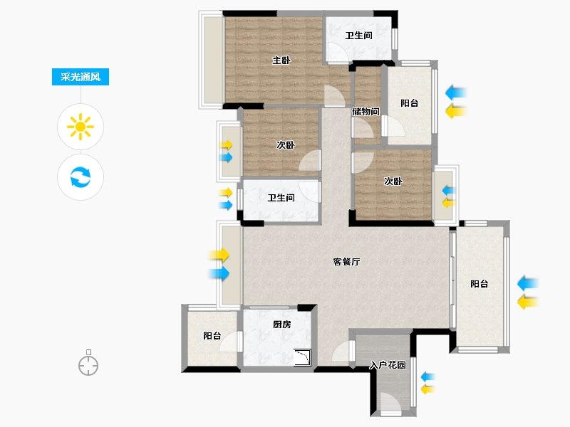 湖南省-衡阳市-星美新外滩-120.00-户型库-采光通风