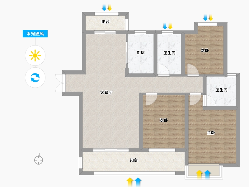 湖北省-黄冈市-公园华府-95.43-户型库-采光通风