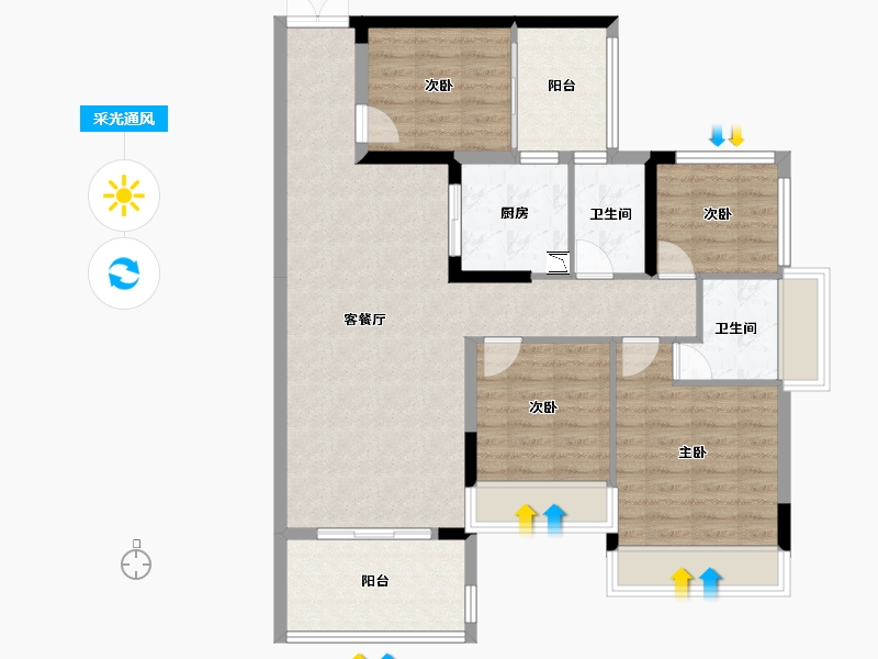 广东省-湛江市-宝江天盈-99.87-户型库-采光通风