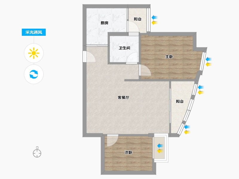 广东省-广州市-广晟海韵兰庭-63.06-户型库-采光通风