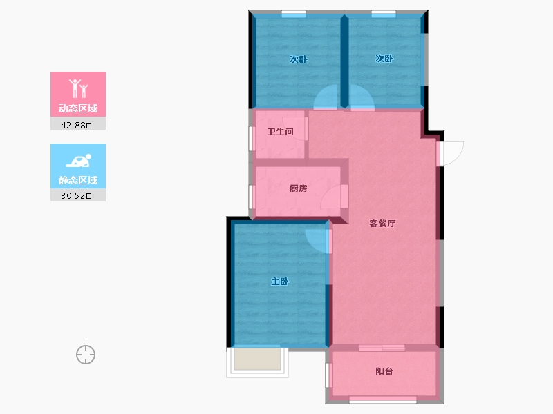 河南省-郑州市-正商兰庭华府-64.74-户型库-动静分区