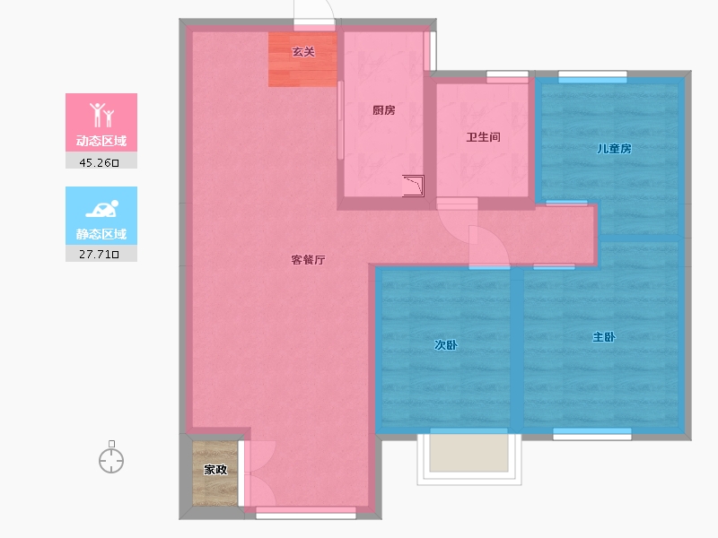 山西省-太原市-保利滨河上院-65.84-户型库-动静分区