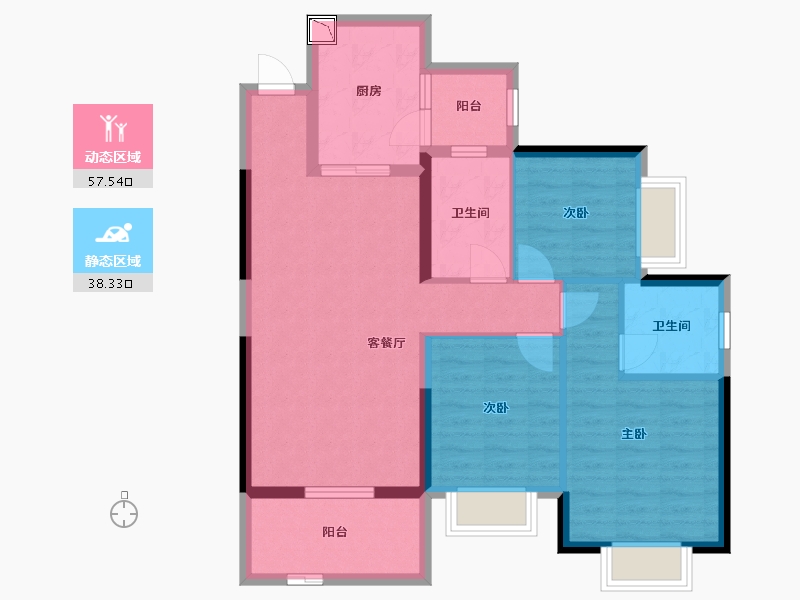 四川省-眉山市-恒大悦府-85.53-户型库-动静分区