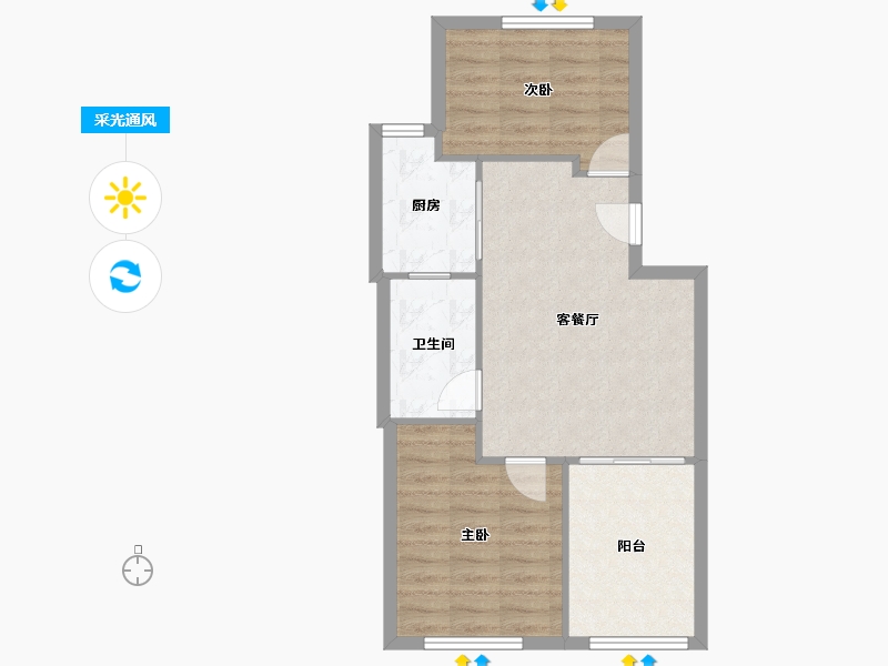 上海-上海市-三林苑-58.52-户型库-采光通风