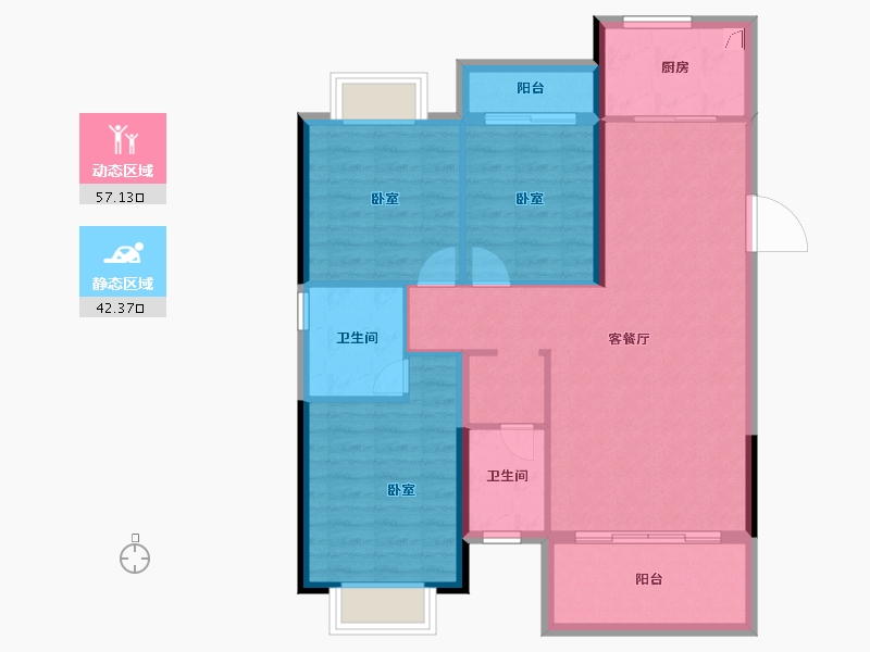 湖南省-衡阳市-东投归雁台-89.64-户型库-动静分区