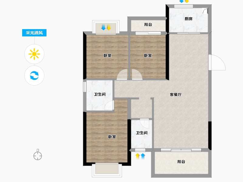 湖南省-衡阳市-东投归雁台-89.64-户型库-采光通风