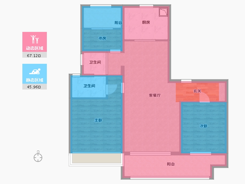 河南省-安阳市-碧桂园云顶-101.35-户型库-动静分区