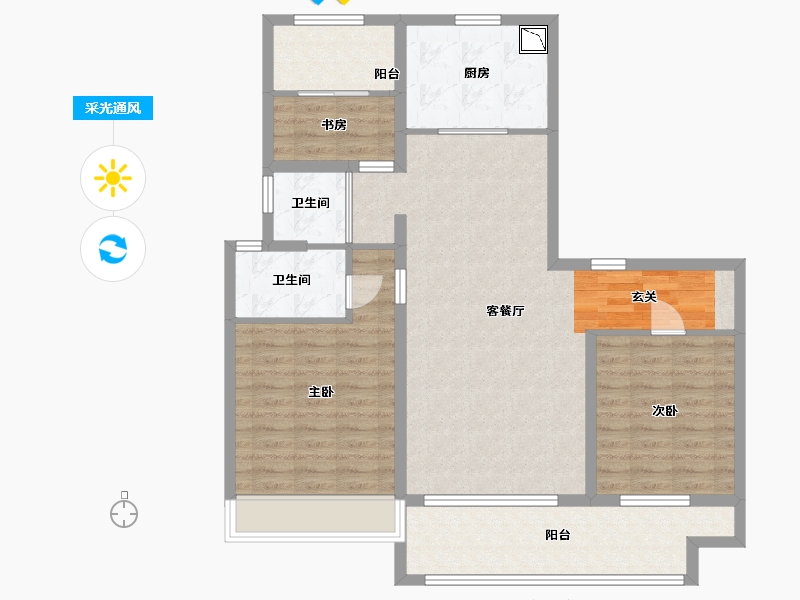 河南省-安阳市-碧桂园云顶-101.35-户型库-采光通风