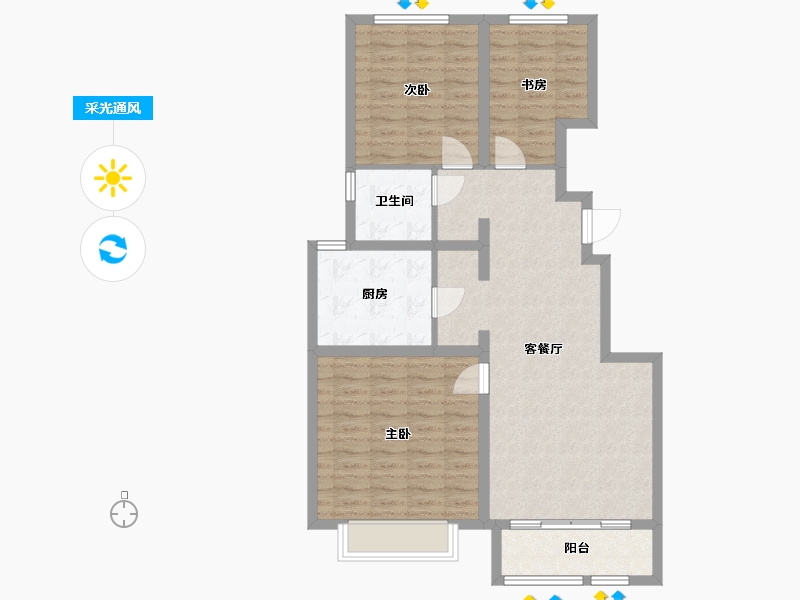 天津-天津市-绅湖公馆-90.01-户型库-采光通风