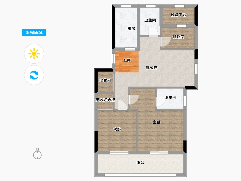 浙江省-台州市-杨帆森然府-84.32-户型库-采光通风