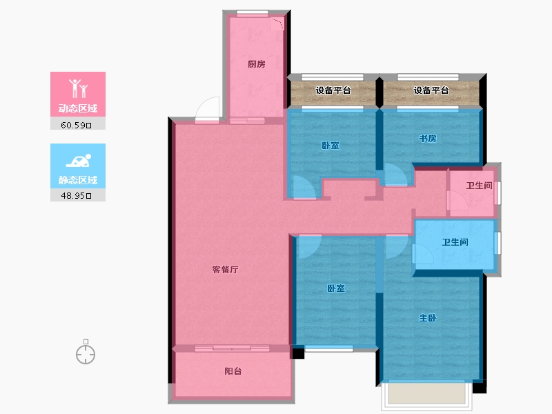 甘肃省-陇南市-鸿迪・城上城-102.64-户型库-动静分区