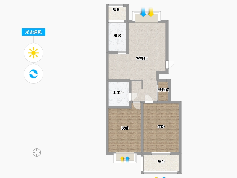 山东省-济南市-紫薇阁山庄-80.80-户型库-采光通风