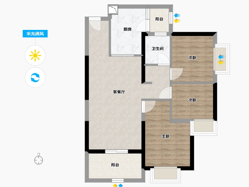 四川省-眉山市-恒大悦府-71.76-户型库-采光通风