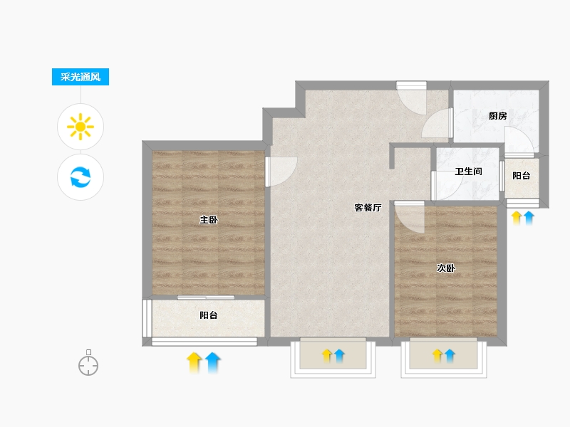 天津-天津市-昕旺南苑-55.00-户型库-采光通风