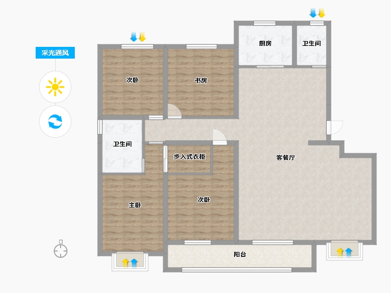 山西省-太原市-德元府・墅院-154.00-户型库-采光通风