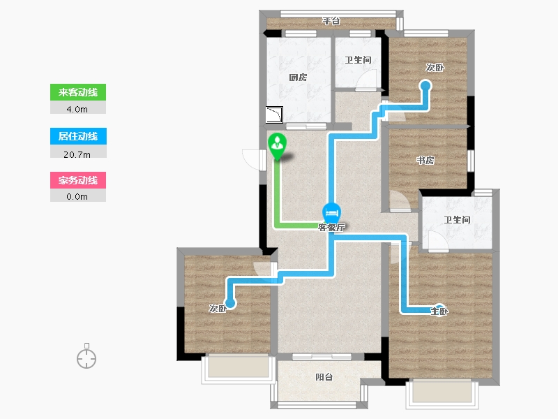 浙江省-金华市-新城香悦兰城-95.20-户型库-动静线