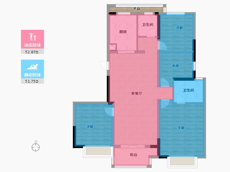 浙江省-金华市-新城香悦兰城-95.20-户型库-动静分区