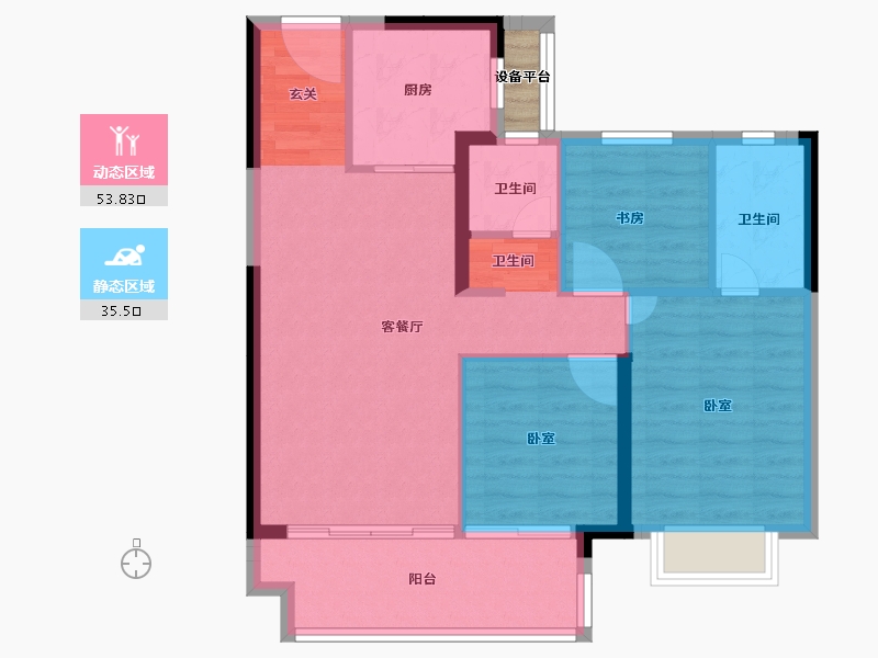 湖北省-襄阳市-绿地襄阳城际空间站-81.59-户型库-动静分区