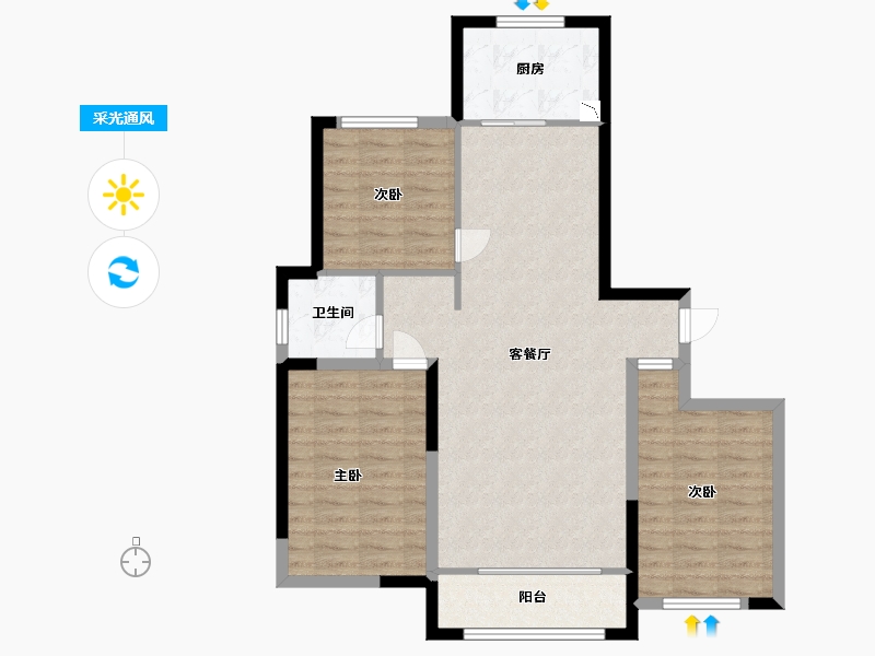 宁夏回族自治区-银川市-正丰海德家园-89.60-户型库-采光通风