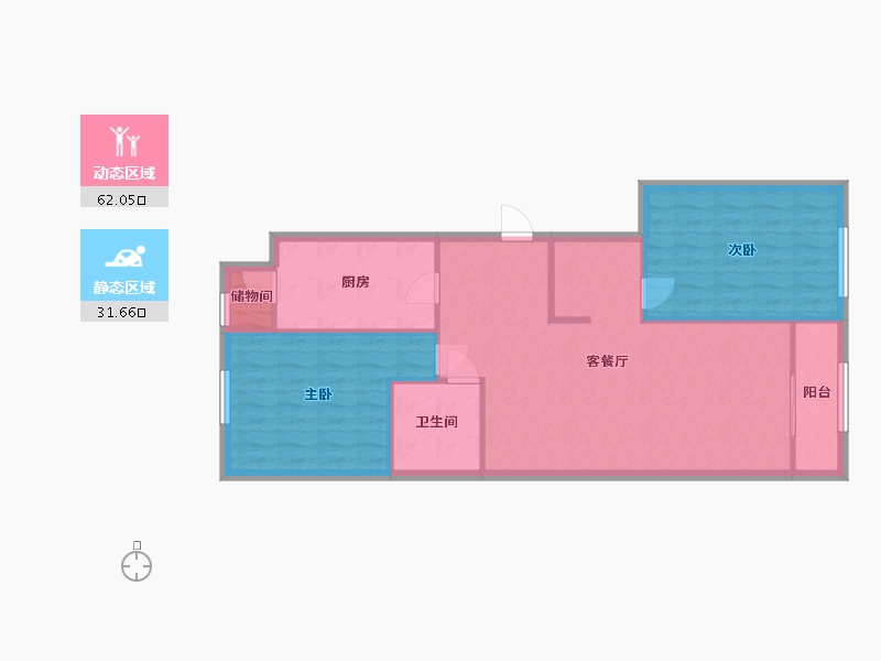 山东省-济南市-阳光100国际新城-85.74-户型库-动静分区