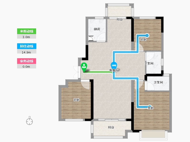 湖南省-长沙市-荣盛城-109.00-户型库-动静线