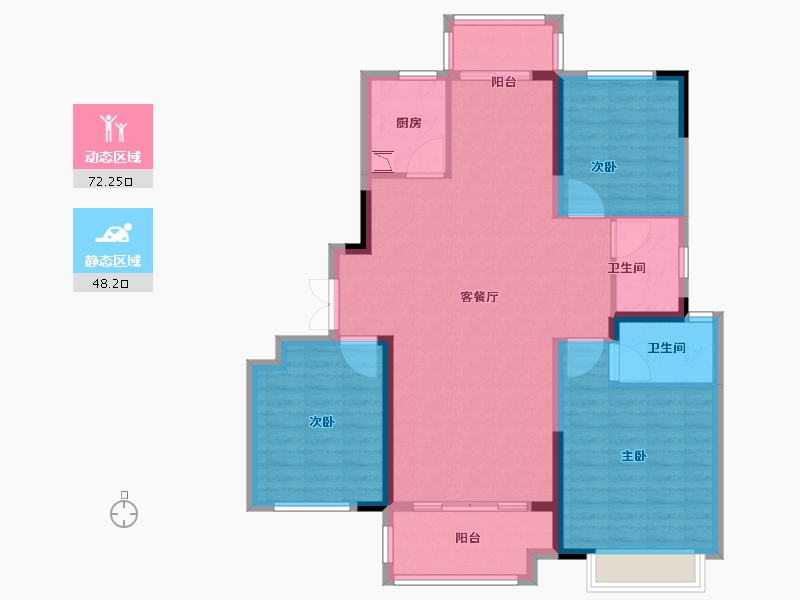 湖南省-长沙市-荣盛城-109.00-户型库-动静分区